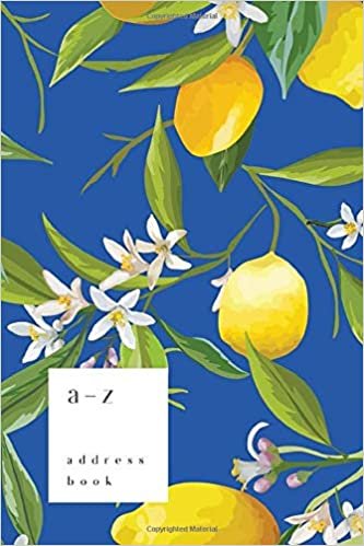 indir A-Z Address Book: 4x6 Small Notebook for Contact and Birthday | Journal with Alphabet Index | Lemon Flower Leaf Cover Design | Blue