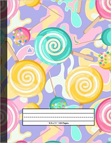 indir Primary Composition Notebook 8.5 x 11 (120 pages): Cute Lollipop Primary Story Journal with Wide Line and Picture Space for kids I Grades K-2 ... Boys school (Draw &amp; Write Exercise Books).