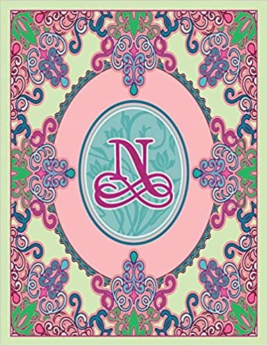 indir Journal Notebook Initial Letter &quot;N&quot; Monogram: Fun, Decorative Wide-Ruled Diary. Featuring a Unique Pink and Teal Design with Pistachio Green ... Frame Wildflowers Initial Letter Monogram)