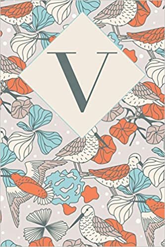 V: Letter V Journal, Snipes With Foliage, Personalized Notebook Monogram Initial, 6 x 9 indir