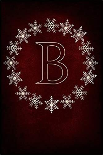 indir B: Monogram Initial Notebook Journal with Magical Snowflake Red Cover