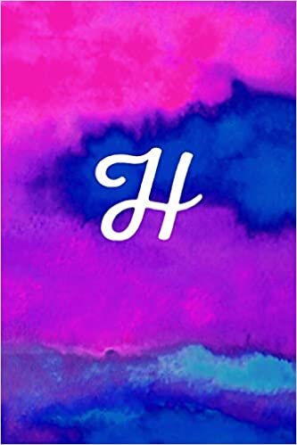 indir H: Letter H Monogram, Pink Purple &amp; Blue Watercolor Writing Notebook with Personal Name H Initial Journal cover, 6x9 inch lined college ruled paper, perfect bound Matte Soft Cover Diary