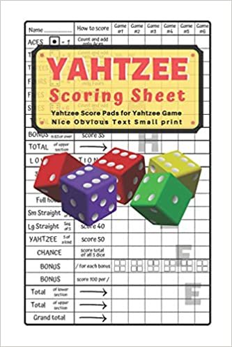 Yahtzee Scoring Sheet: V.5 Yahtzee Score Pads for Yahtzee Game Nice Obvious Text Small print Yahtzee Score Sheets 6 by 9 inch indir
