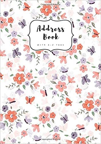 indir Address Book with A-Z Tabs: B5 Contact Journal Medium | Alphabetical Index | Large Print | Little Flower Butterfly Design White