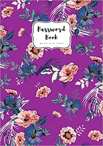indir Password Book with A-Z Tabs: A4 Internet Password Logbook with Alphabetical Index | Large Print | Abstract Modern Flower Design Purple