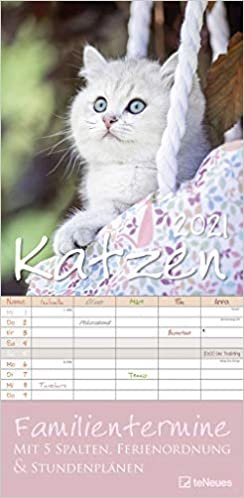 Katzen 2021 Familienplaner - Familien-Timer - Termin-Planer - Kinder-Kalender - Familien-Kalender - 22x45 indir