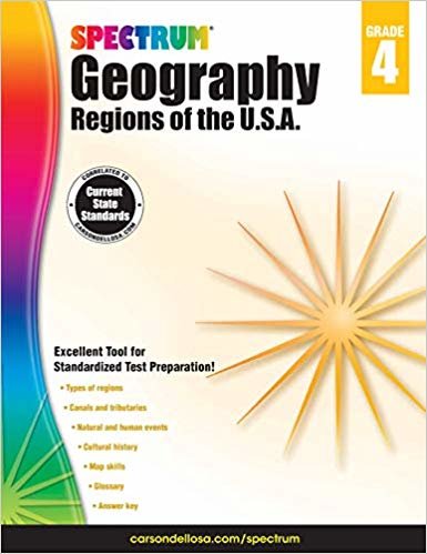 تحميل carson dellosa الطيف geography workbooks, Grade 4, Regions of the U.S.A.