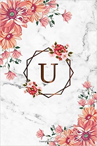 U: Cute Initial Monogram Letter U College Ruled Notebook. Personalized Name Journal & Diary with Medium Lined Pages for Writing & Notes for Girls and Women - Nifty Grey Marble Floral Print indir