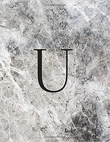 indir U: Monogram Initial U Notebook for Women and Girls-Distressed Grey and White-120 Pages 8.5 x 11
