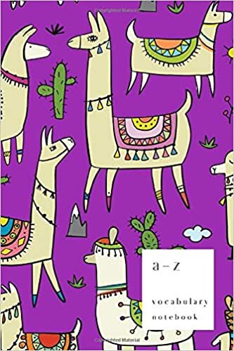 indir A-Z Vocabulary Notebook: 4x6 Small Journal 2 Columns with Alphabet Index | Tribal Llama Family Cover Design | Purple