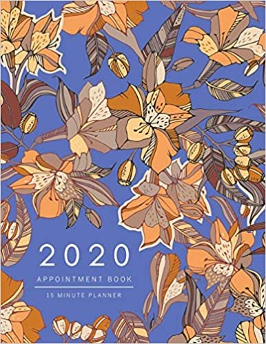 indir Appointment Book 2020: 8.5 x 11 | 15 Minute Planner | Large Notebook Organizer with Time Slots | Jan to Dec 2020 | Peruvian lily Eucalyptus Floral Design Blue