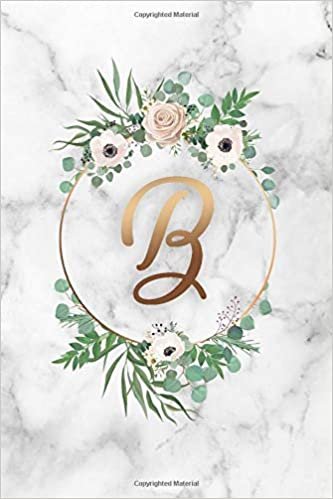 B: Cute Monogram Initial Letter B College Ruled Notebook for Girls & Women - Elegant Personalized Medium Lined Journal & Diary for Writing & Notes - Pretty Floral & Grey Marble Print indir