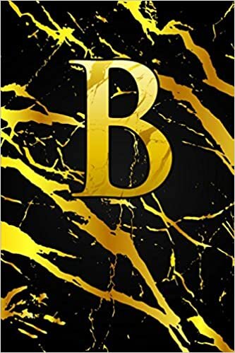indir B: Letter B Monogram Initials Black &amp; Gold Marble Notebook &amp; Journal