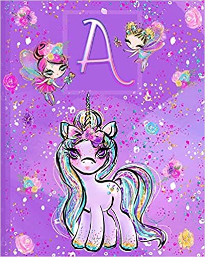A: Unicorn Composition Notebook Wide Ruled | Monogrammed Initial A