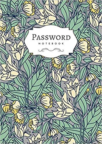 indir Password Notebook: B5 Login Journal Organizer Medium with A-Z Alphabetical Tabs | Large Print | Fantasy Floral Leaf Design Gray
