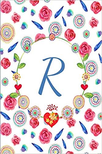 indir R: Beautiful Mandala And Rose Flower Journal, Monogram Initial Letter R Lined Paper