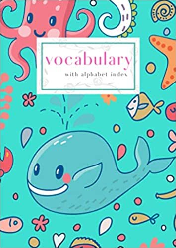 indir Vocabulary with Alphabet Index: B6 Small 2-Column Notebook with A-Z Alphabetical Labels | Whale Marine Element Cover Design | Turquoise