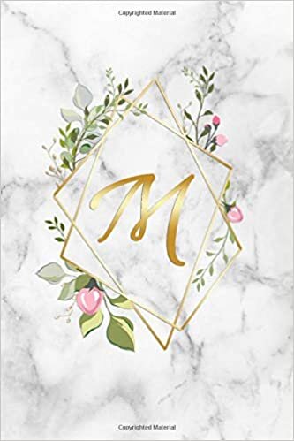 indir M: Initial Monogram Letter M College Ruled Notebook for Notes &amp; Writing - Personalized Medium Lined Journal &amp; Diary for Women and Girls - Pretty Floral Marble &amp; Gold Print