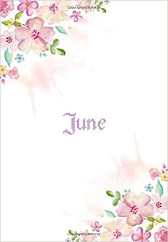 indir June: 7x10 inches 110 Lined Pages 55 Sheet Floral Blossom Design for Woman, girl, school, college with Lettering Name,June