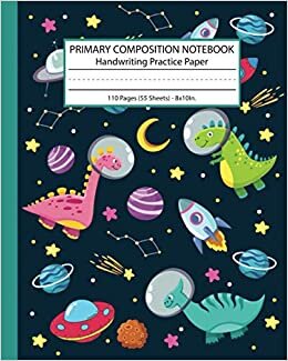 indir Primary Composition Notebook Handwriting Practice Paper: Story Picture Space and Dashed Midline Dinosaur Notebook For Kids Grades K-2
