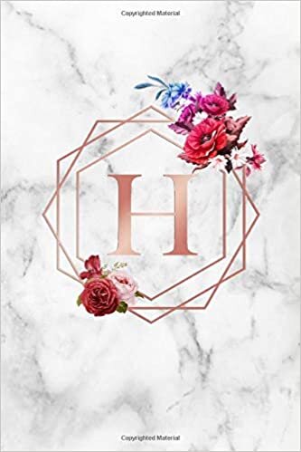 indir H: Initial Monogram Letter H Blank Dot Grid Bullet Notebook for Writing &amp; Notes - Marble Personalized Journal &amp; Diary for Girls &amp; Women with Dot Gridded Pages - Glossy Rose Gold Red Floral Print