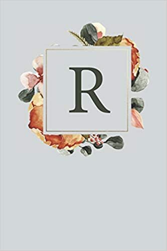 indir R: Grey Monogram Sketchbook | 110 Sketchbook Pages (6 x 9) | Floral Watercolor Monogram Sketch Notebook | Personalized Initial Letter Journal | Monogramed Sketchbook