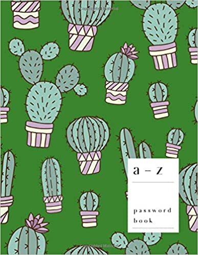 indir A-Z Password Book: 8.5 x 11 Big Login Notebook with A-Z Alphabet Index | Large Print Format | Cute Cactus in Pot Design | Green