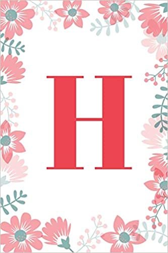 indir H: Monogram Initial H Journal for Girls and Women, White Floral 6 x 9