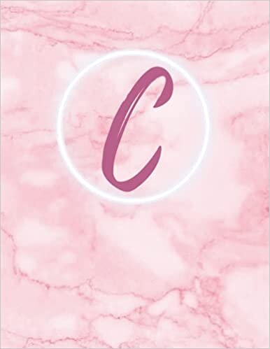 C: Monogram single initial C Notebook: Pink, for girls and women, school, work, notes 8.5X11 with 120 lined pages, college rule