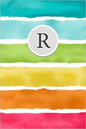 indir R: 110 College-Ruled Pages (6 x 9) | Bright Rainbow Watercolor Monogram Journal and Notebook | Personalized Initial Letter Journal | Monogramed Composition Notebook