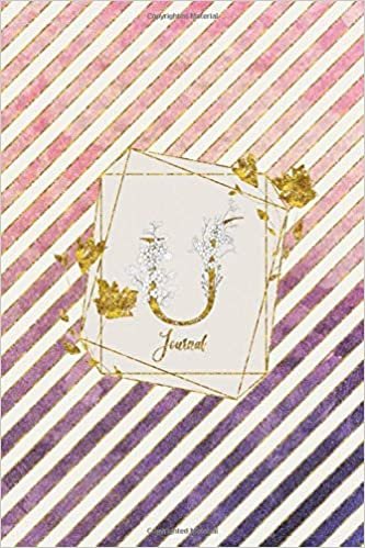 indir U Journal: Gold Letter Personalized Initial Monogram 100 Page 6 x 9&quot; Lined Notebook Pretty Floral Diary Book