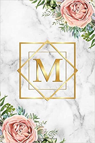 indir M: Tropical Floral Initial Monogram Letter M Blank Dot Grid Bullet Notebook for Writing &amp; Notes - Pretty Marble &amp; Gold Personalized Journal &amp; Diary for Girls &amp; Women with Dot Gridded Pages.