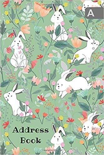 Address Book: 4x6 Mini Contact Notebook Organizer | A-Z Alphabetical Sections | Cute Bunnies in Flower Garden Design Green indir
