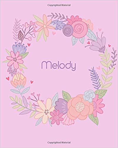 indir Melody: 110 Lined Pages 8x10 Cute Pink Blossom Design with Lettering Name for Girl, Journal, School and Self Note,Melody