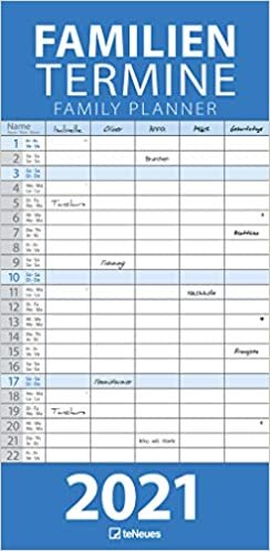 Blau 2021 Familienplaner - Familien-Timer - Termin-Planer - Kinder-Kalender - Familien-Kalender - 22x45 indir