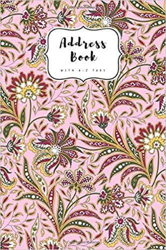 Address Book with A-Z Tabs: 6x9 Contact Journal Jumbo | Alphabetical Index | Large Print | Arabic Style Flower Design Pink indir