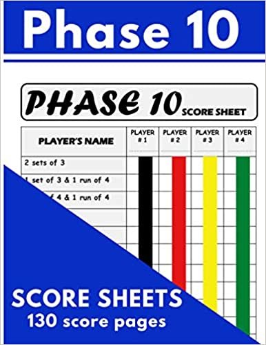 Phase 10 score sheets: 130 Large Print Score Sheets for Phase 10 Game, Personal Score Sheets for Scorekeeping