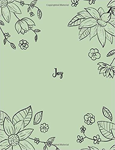 indir Joy: 110 Ruled Pages 55 Sheets 8.5x11 Inches Pencil draw flower Green Design for Notebook / Journal / Composition with Lettering Name, Joy