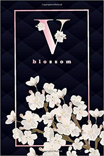 indir V BLOSSOM: Zen white sakura flower monogram notebook. A beautiful feminine blank lined journal with cherry blossom to write all kinds of notes, thoughts, plans, recipes or lists.