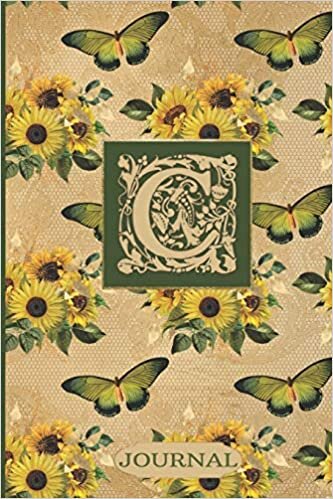 indir C Journal: Sunflowers and Butterflies Journal Monogram Initial C | Blank Lined and Decorated Interior