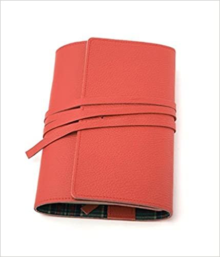 LITERAturtasche M rosso | Buchhülle aus Leder: Variable Buchhülle aus genarbtem Leder für Bücher bis 22,5 cm Höhe. Innenfutter karo. indir