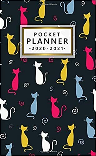2020-2021 Pocket Planner: 2 Year Calendar & Agenda with Monthly Spread View - Two Year Organizer with Inspirational Quotes, U.S. Holidays, Vision Board & Notes - Funky Cat Silhouette Pattern indir