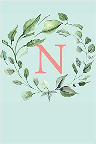 indir N: A Soft Mint Green Floral Wreath Monogram Sketchbook | 110 Sketchbook Pages (6 x 9) | Floral Watercolor Monogram Sketch Notebook | Personalized Initial Letter Journal | Monogramed Sketchbook