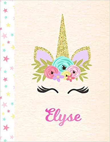 indir Elyse: Unicorn Personalized Custom Sketchbook Drawing Paper for Girls with Pink First Name - 8.5 x 11 - 100 Pages - Sketch, Learn, Doodle &amp; Create Art!
