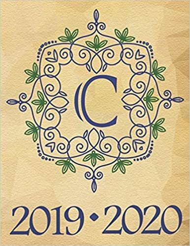 indir Weekly Planner Initial Letter “C” Monogram September 2019 - December 2020 (Leafed Blue Initial - Parchment Background, Band 3)