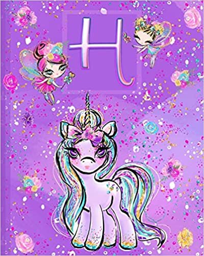H: Unicorn Composition Notebook Wide Ruled | Monogrammed Initial H