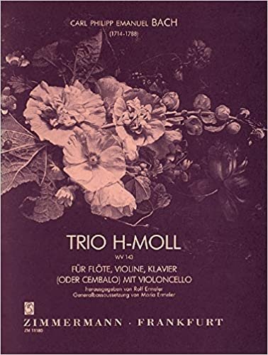 Trio h-Moll: Wq 143. Flöte, Violine und Klavier (Cembalo) mit Violoncello. Partitur und Stimmen indir