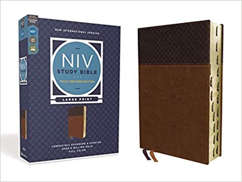 NIV Study Bible, Fully Revised Edition, Large Print, Leathersoft, Brown, Red Letter, Thumb Indexed, Comfort Print indir