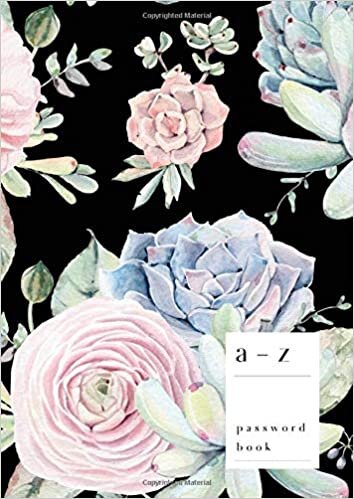 indir A-Z Password Book: A4 Big Login Notebook with A-Z Alphabet Index | Large Print Format | Pretty Succulent Flower Design | Black