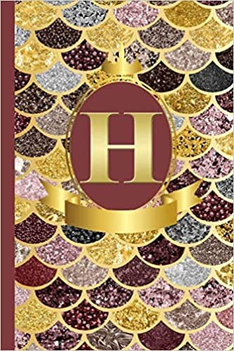 indir Letter H Notebook: Initial H Monogram Blank Lined Notebook Journal Rose Pink Gold Mermaid Scales Design Cover